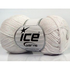 Elegant Metallic Cotton Yarn - White Iridescent Sparkle - Sport Weight, 50 Grams (1.75 Ounces), 130 Meters (142 Yards)