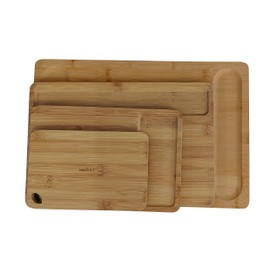 Bamboo Cutting Board, Durable Wood Cutting Boards for Kitchen with Deep Juice Grooves & Built-in Handles, Ideal Charcuterie & Chopping for Meat (4 PCS)