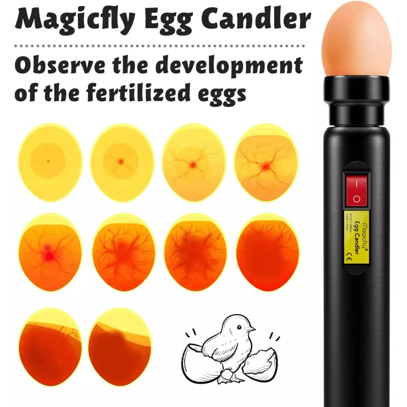 Magicfly Rechargeable Wireless Egg Candler Tester for Monitoring Eggs Developmen
