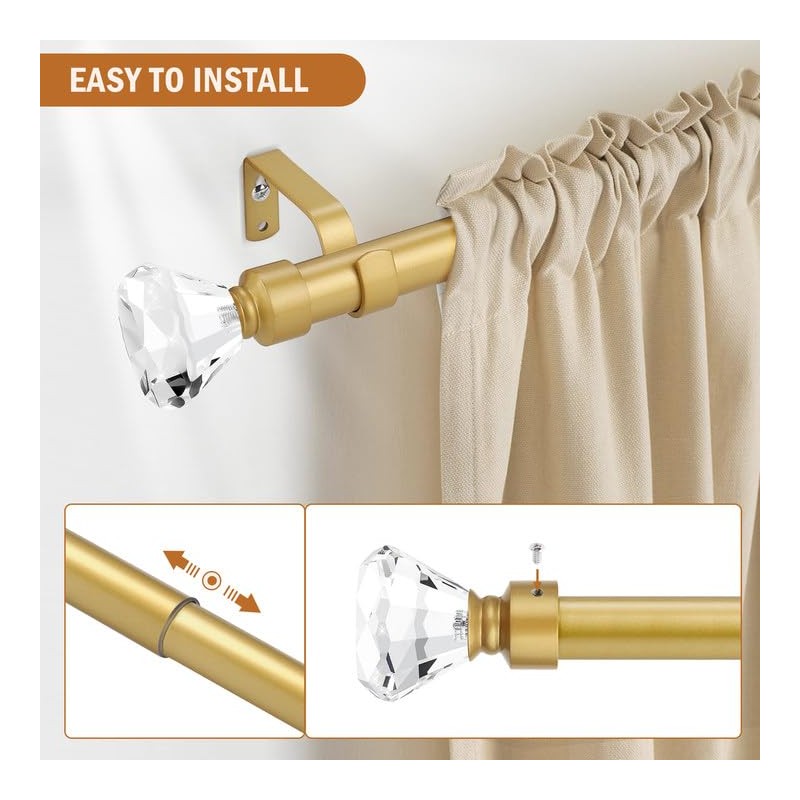 Knobelite 2 Pack 1-Inch Diameter Single Window Treatment Curtain Rod,
