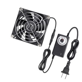 GDSTIME 80mm x 25mm 8cm DC 12V Powered Fan with AC 100V - 240V Speed Control, for Servers Cabinets Receivers Routers Amplifiers Greenhouses Incubators Cooling