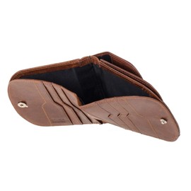 MIKA 42225 Genuine Leather Wallet Half Round Format, Wallet with RFID Protection, 6 Card Slots, 3 Slip Pockets, Note Compartment and Coin Compartment, Brown Wallet, Approx. 10 x 10 x 2 cm, brown,