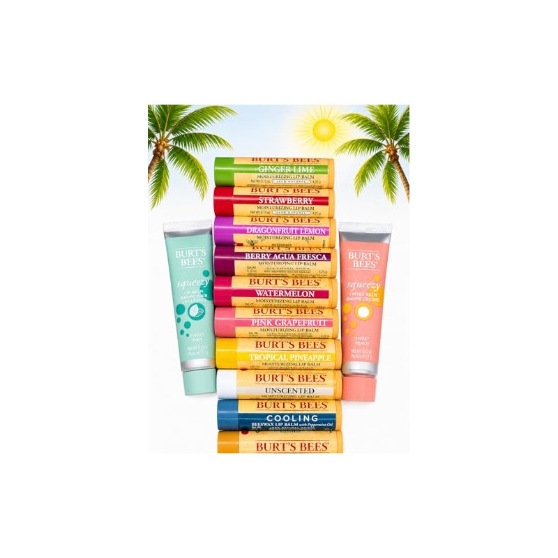 Burt's Bees Lip Balm Variety Pack -12 Count Assorted Flavors,