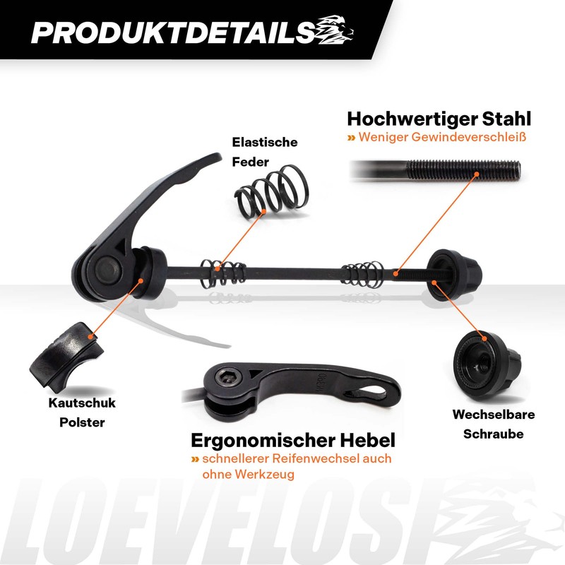 LOEVELOSI Bicycle Quick Release Extra Light Rear Wheel Axle, MTB,
