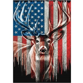KTHOFCY 5D DIY Diamond Painting Kits for Adults Kids American Flag Deer Full Drill Embroidery Cross Stitch Crystal Rhinestone Paintings Pictures Arts Wall Decor Painting Dots Kits 15.7X11.8 in