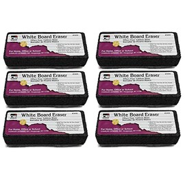 Charles Leonard Whiteboard Eraser, Felt/Foam, Gray and Black, Pack of 6