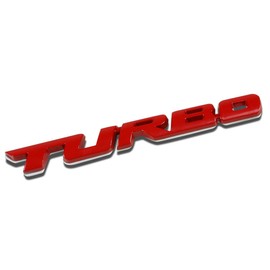 Auto Dynasty 3D Letter Metal Emblem Turbo Badge, (Gloss Red)