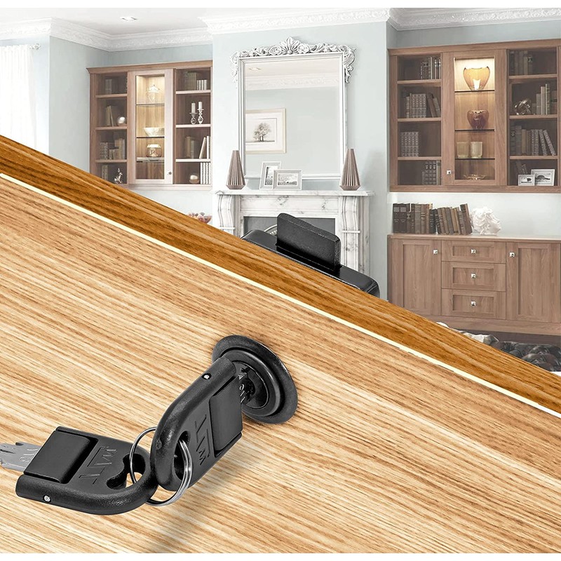 Jiozermi 4 Packs Drawer Lock with Keys, Desktop Lock with