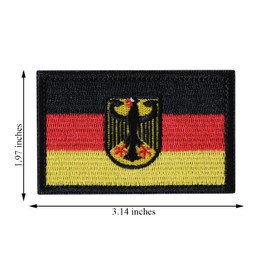 German Army Flag Patch with National Emblem, Hook and Loop 8 x 5 cm