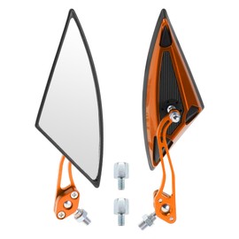 INFINAUTO Motorcycle Rear View Mirrors Bar End Side Mirrors Mount Aluminum Alloy Plastic Orange Adjustable M8/M10 Triangle Shape