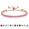 Birthstone Tennis Bracelet for Women Adjustable Crystal Bracelet Brass Gold