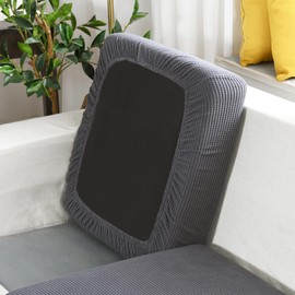 Sofa Seat Cushion Cover, Stretch Seat Cushion Protector, Elastic Cushion Covers, Cover for Sofa Seat Cushion, Non-Slip Fabric Tartan (Grey, 1-Seater Large)