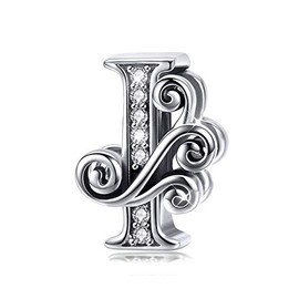 925 Sterling Silver Letter Q Charm for Bracelet Necklace Alphabet Beads I