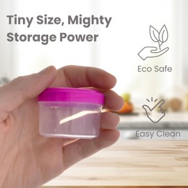 Lizzy 1 x Small Food & Spice Storage Containers Combo | 3 x 135ml Lock Lid + 8 x 35ml Screw Lid Jars | BPA-Free, Plastic Organizer Set for Spices, Chutneys, Travel, Crafts & Kitchen Storage (1)