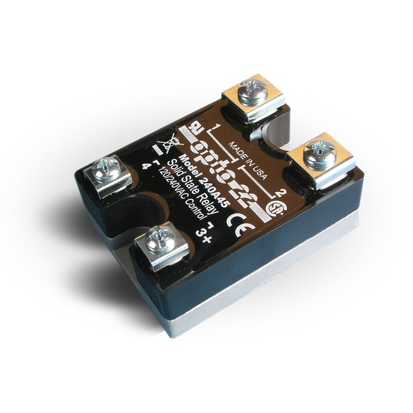 Opto 22 240A45 AC Control Solid State Relay, 240 VAC, 45 Amp, 4000 V Optical Isolation, 1/2 Cycle Maximum Turn-On/Off Time, 25 - 65 Hz Operating Frequency