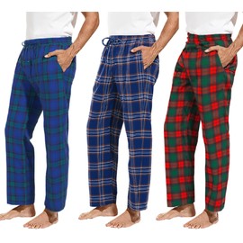 Mens Pajamas Set Pajama Pants Merry Christmas Plaid Sleepwears with Pockets Sleep Night Pants Loose Pjs Sets Red Long Lounge Buffalo Jogger