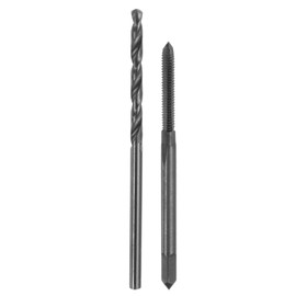 uxcell Tap and Drill Bit Set, 1pcs 4-48 UNF Straight Flute Thread Screw Tap & 1pcs 2.4mm Twist Drill Bit, Black Oxide HSS-6542 Tapping Threading Tool Kit