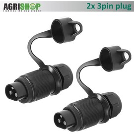 AGRISHOP Trailer Plug 3-Pin 12 V, 3-Pin Plug Tractor 12 V with Blade Connector, Waterproof Plug 3 Pin for Trucks, RVs, Cars, 3-Pin Flat, Agricultural Machinery Plug 3 Pin
