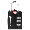 Fosmon TSA Approved Luggage Locks (Black - 1 Pack), Open Alert Indicator 3 Digit Combination Padlock Codes for Travel Bag, Suit Case, Lockers