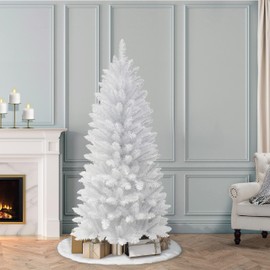 Puleo International 6 ft Unlit White Carson Aritificial Pine Tree 495 Tips