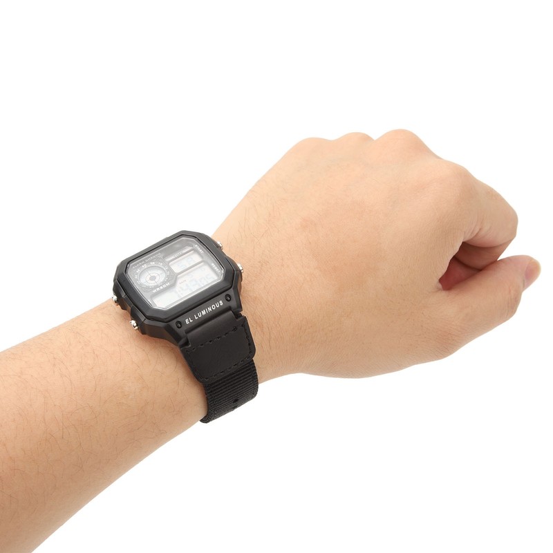 Digital Chronograph Watch Luminous Waterproof Multi Function Retro Style Square