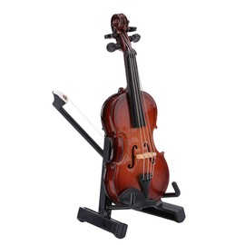 QANYEGN Violin Model, Wooden Violin Model, Mini Musical Instrument Decorations for Desk Nightstand Graduation Birthday