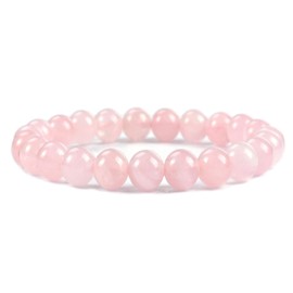 Natural Gemstones Purification Bracelets,8 mm Healing Crystal Healing Stone Bracelet,Stress Relief Anxiety Yoga Bracelet (Rose Quartz)