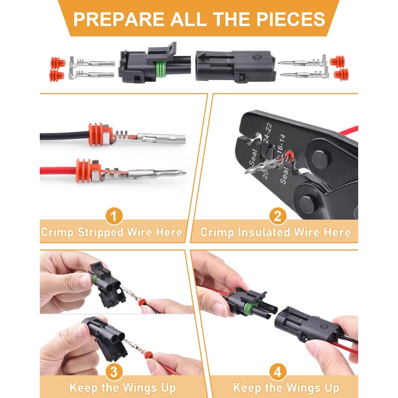 VIGRUE 1/2/3/4/6 Pin Waterproof Automotive Electrical Connectors with Ratcheting Wire
