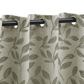 Superior Blackout Curtains, Room Darkening Window Accent for Bedroom, Sun Blocking, Thermal, Modern Bohemian Curtains, Leaves Collection, Set of 2 Panels, Rod Pocket - 42 in x 84 in, Sage