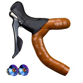 GORIX GX-LT Bar Tape, Road Bike, Bicycle, Brown, Stylish, Customized, Screw-on End Cap, Oil Slick, With Holes, Ventilation, Microfiber PU Leather, Ultra Fine Fiber, Bar Tape, Brown