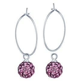 MicLee Stylish S925 Sterling Silver Hoop Earrings Small Crystal ball Dangle Earrings for Women