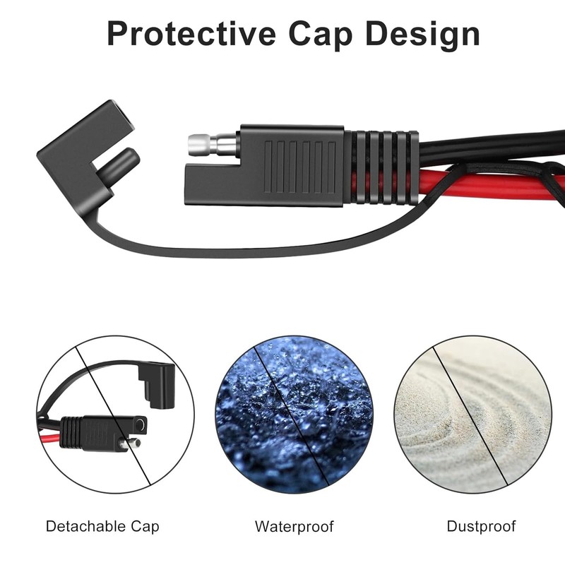 Linkstyle 2pcs 10AWG SAE Battery Connector Terminal Harness, 2FT/60CM 2Pin