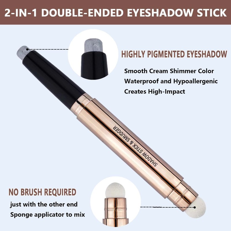 2 in 1 eyeshadow stick and Sponge Makeup Brush, Smooth