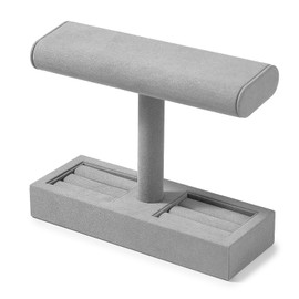 Papten Microfiber Men's and Women's Double Watch and Bracelet Display Stand （light gray）