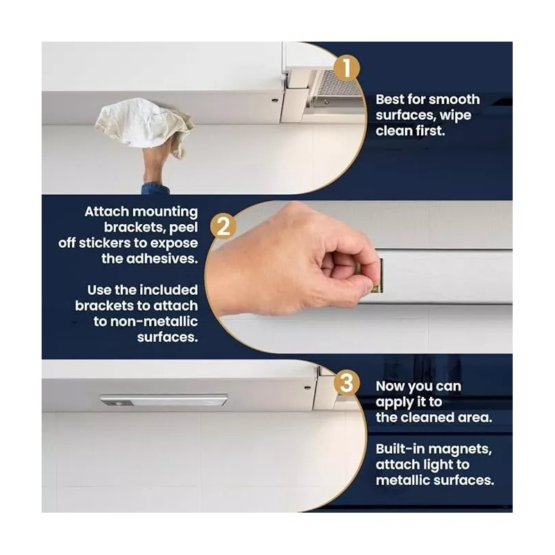 VYANLIGHT Wireless LED Under Cabinet Lights - Motion Sensor, Rechargeable,