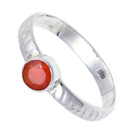 JEWELSTREZORO Karneol Edelstein Bandring Männer & Frauen Bandring Bandring 925 Sterling Silber Bandring Geschenkartikel Handarbeit TSR118E_66 (21.0)