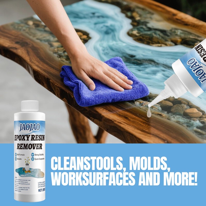 JAOJAO Resin Cleaner, Epoxy Remover Quick Dissolving Remove Uncured Resin