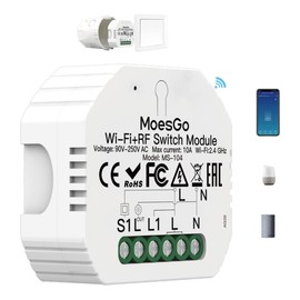 MoesGo WiFi Smart Light Switch Module, 1 Way/2 Way Multi-Control RF433 DIY Mini Switch Module, Smart Home Timer, Wireless Remote Control, Compatible with Smart Life/Tuya App Alexa and Google Home