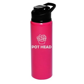 25 oz Water Bottle Sports Travel Mug Gift Pot Head Funny Succulent Plant (Hot Pink)