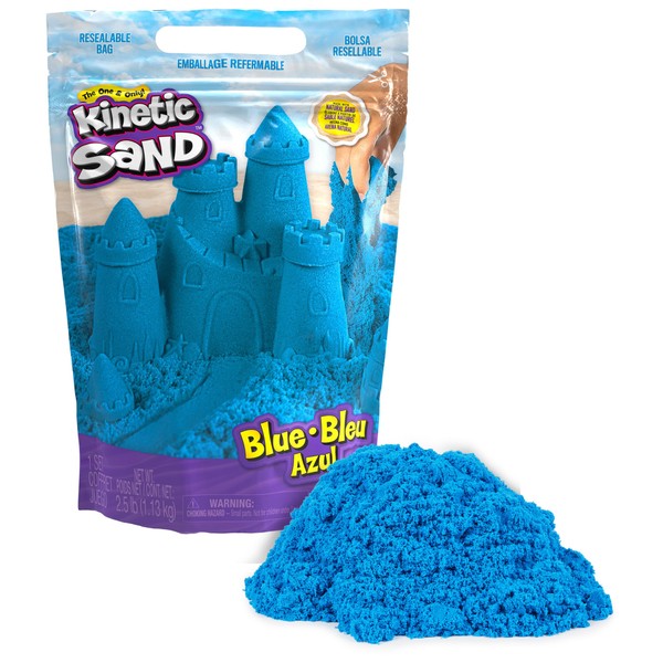 Kinetic Sand, 2.5lbs Blue Play Sand, Moldable Sensory Toys for Kids, Resealable Bag, Holiday & Christmas Gifts for Kids Ages 3+