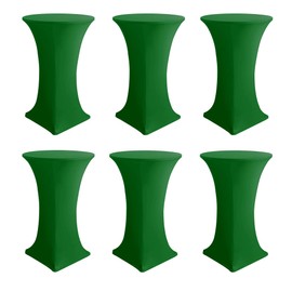 Enjoyidea Cocktail Table Covers-Spandex Round High Top Table Cloths 6 Pack 32x43 Inch-Green Stretch Fitted Bar Tall Tablecloth for Pub Bistro Highboy Party Event Banquet Height Folding Satnding Tables