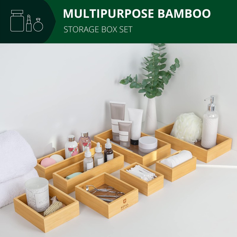 ROYAL CRAFT WOOD Bamboo Jewelry Organizer Box & Chests Set
