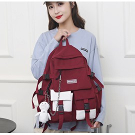 YYBEIQII Women's Backpack, Large Capacity, Korean Backpack, Stylish, Double Shoulder Bag, Outdoor, School Backpack, Stylish, Lightweight, Waterproof, High School Students, Girls, Travel, Town Backpack