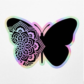 Holographic Decal Stickers of Butterfly Mandalas Flowers Premium Waterproof Vinyl Decal Stickers for Laptop Phone Accessory Helmet Car Window Mug Tuber Cup Door Wall Decoration ANDVER3f40461HO
