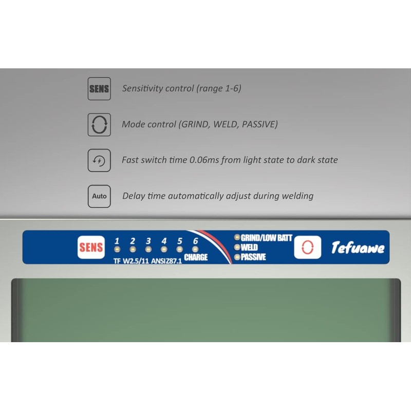 Tefuawe Hand Series 2x4 1/4 Digital Auto Darkening Welding Lens,