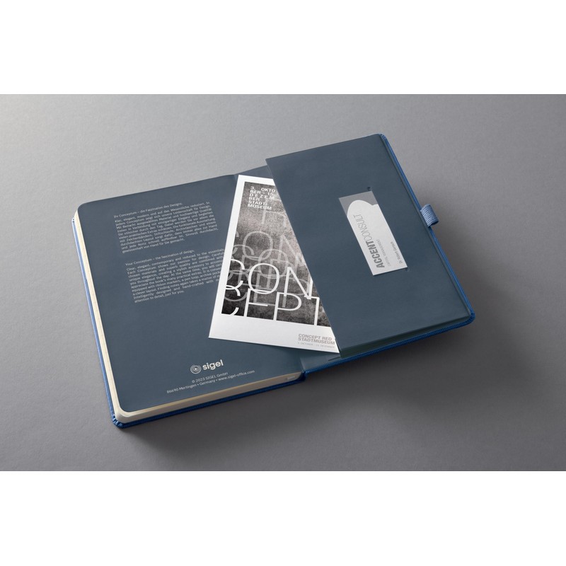SIGEL CO402 Premium Notebook Squared A5, Hardcover, Blue Metallic, Made