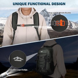 RAINSMORE Hiking Backpack 40L Packable Backpack Waterproof Backpack Lightweight Camping Backpack Men Women Hiking Daypack for Outdoor Traveling Trekking, Grey