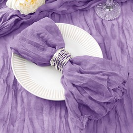 DeZerlor 12 Pack Grape Purple Napkins Cloth Boho Gauze Cheesecloth Napkins Bulk Set of 12 Soft Cotton Linen Dinner Napkins for Wedding Bridal Baby Shower Daily Use