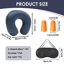 Inflatable Neck Pillow, Travel Pillow, Neck Pillow, Inflatable Soft Neck Pillow, Travel Pillow, Neck Support Pillow with Sleeping Mask and Earplugs, Travel for Office, Plane, Car, Travel (Blue)