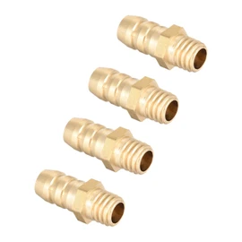 QUARKZMAN Metric M6-1 Male Thread up to 6 mm Barbed Hose Connection Brass x 4 Pieces Gold Tone Pipe Connection Adapter for Hose Connection